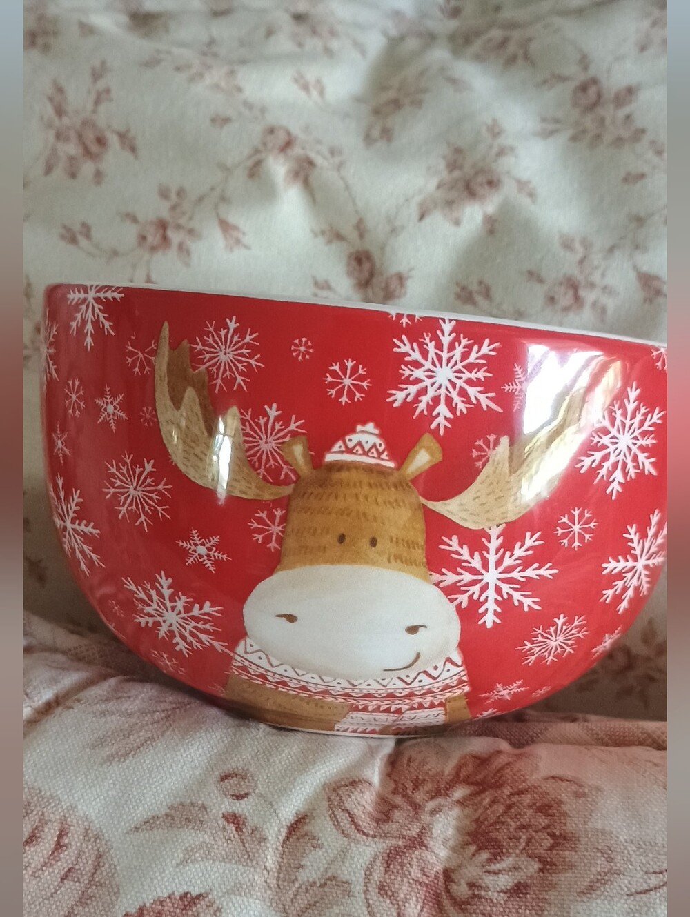 **SET Of Bowl And mug Holiday Snowflake ❄️ Moose Bowl and Cup ❄️